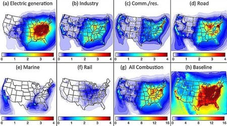 Mapa contaminaciónd el aire en EE.UU.