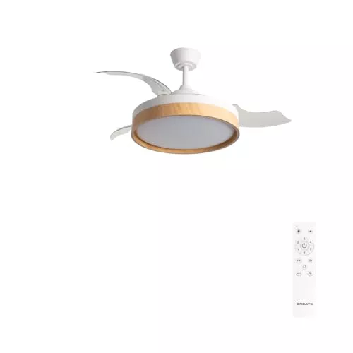 CREATE / WIND CLEAR EDGE/Ventilador de techo con luz blanco con madera