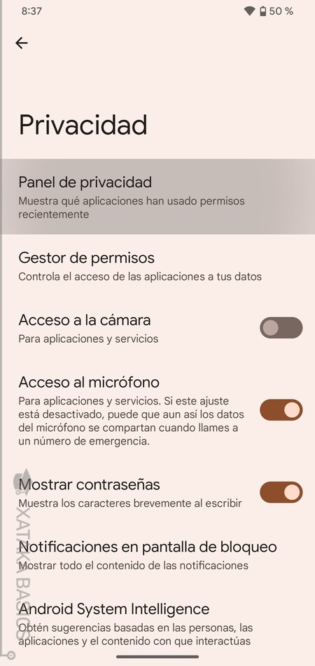 Panel De Privacidad