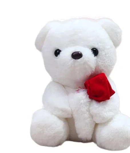 STARLEY-Oso de Peluche con Rosa . Osito de Peluche romantico de 23cm cumpleaños, Boda, día de San Valentín o Navidad