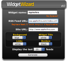 Widget Wizard genera automáticamente widgets RSS