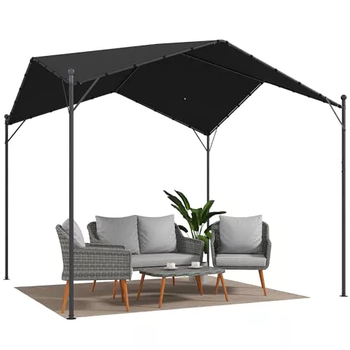 Outsunny Pérgola de Jardín 3x3 m, Cenador de Jardín UPF30+, Gris Oscuro