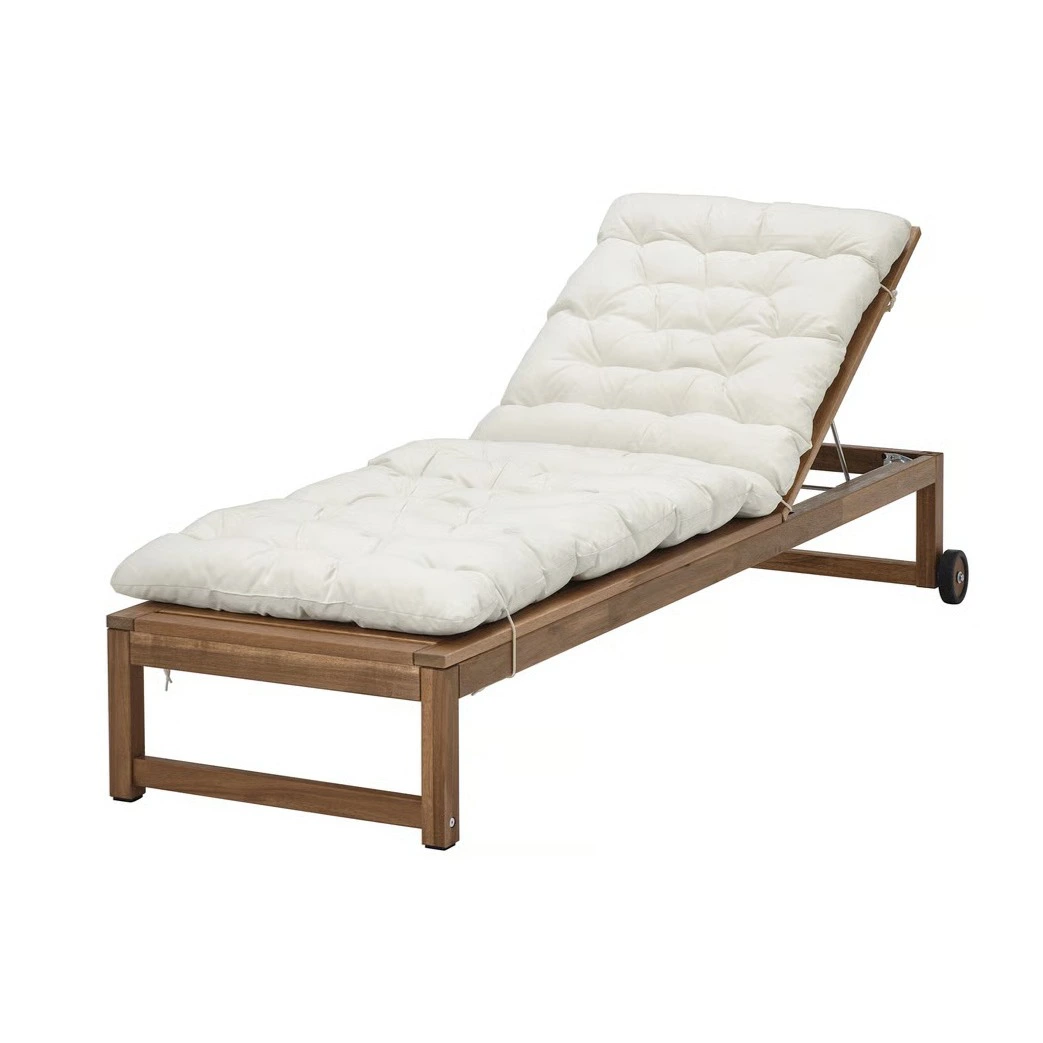 NÄMMARÖ Tumbona, exterior tinte marrón claro/Kuddarna beige grisáceo