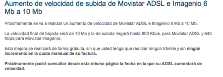 Movistar inicia el aumento de velocidad ADSL