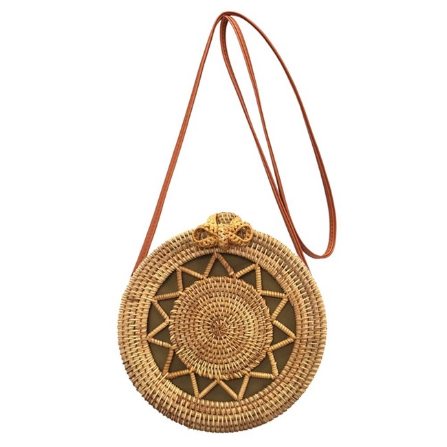 Bolso Redondo Paja Combinado Amazon
