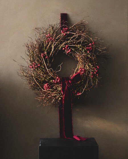 ADORNO CORONA HOJAS SECAS FLOR NAVIDAD