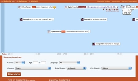 Navegación de mensajes públicos filtrados en Plurk