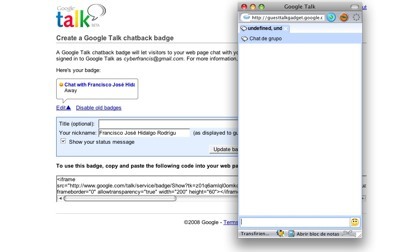 Google Talk ChatBack badge, lo nuevo de Google Talk para sitios web