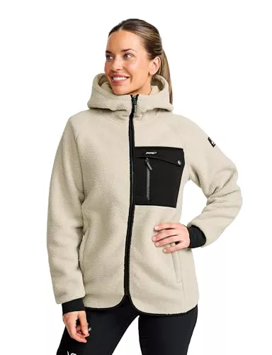 RevolutionRace Sherpa Hoodie para Mujer, Chaqueta Polar Cálida y Duradera, Beige Khaki, XS