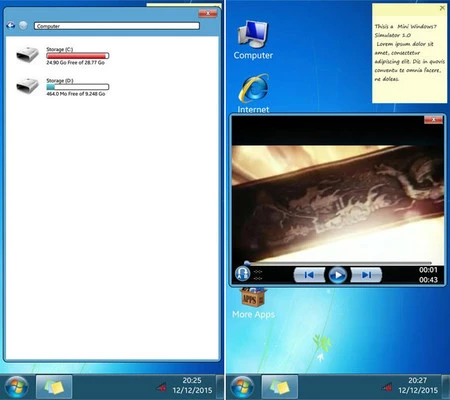 マルウェアを含むアプリの 1 つである Win7Imulator のスクリーンショット