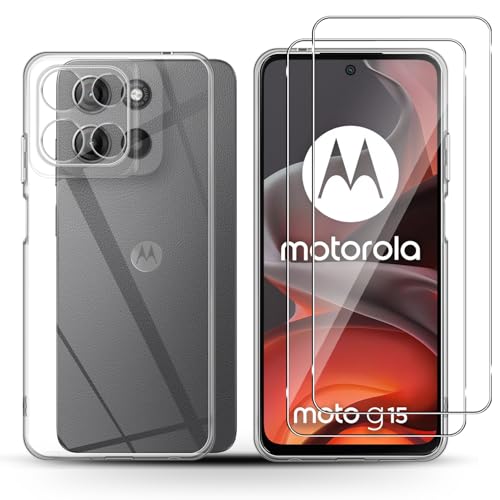 Holilo Silicona Funda + 2 Piezas Protector de Pantalla para Motorola G15 