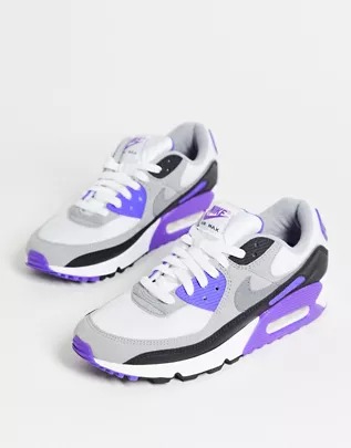 Zapatillas de deporte blancas y violetas Air Max 90 de Nike