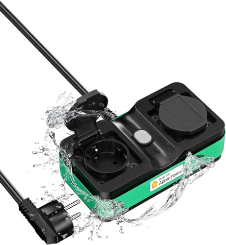 Meross WiFi Enchufe Exterior Impermeable, Enchufe Inteligente Exterior con 2 Tomas