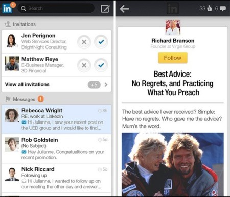LinkedIn actualiza su aplicación para Android y experimenta con publicidad