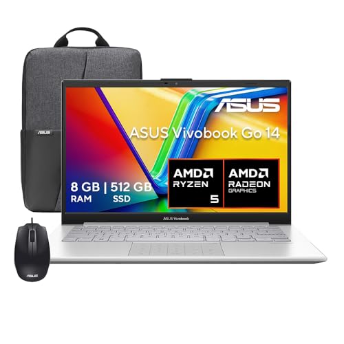 ASUS Vivobook Go 14/ 14" FHD/8GB / 512GB SSD/Incluye Mochila y Mouse/Garantía y Servicio con la Marca en México (Modelo 2026)