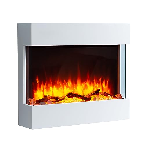 BALDERIA Chimenea eléctrica de pared Alva | Efecto de llama 3D | Calefacción eléctrica 2000 W 
