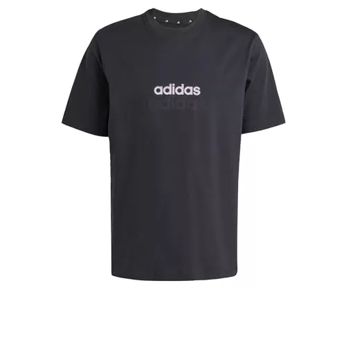 adidas Hombre Essentials Linear Single Jersey Shirt, Black/White, XXL