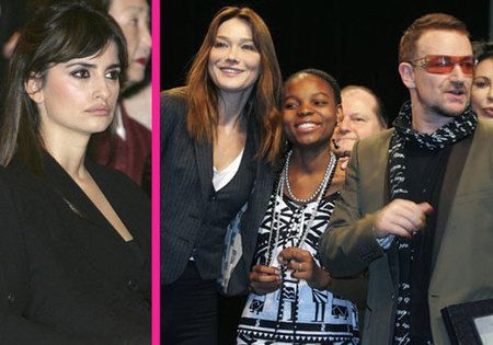 Penélope Cruz y Carla Bruni apoyan a Bono en la lucha contra la pobreza