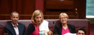 La teta y el parlamento: una senadora australiana presenta una moción mientras amamanta a su bebé