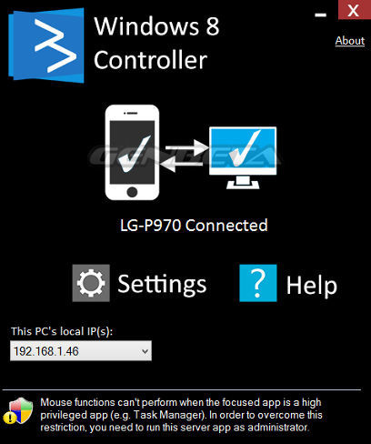 Windows 8 Controller módulo servidor