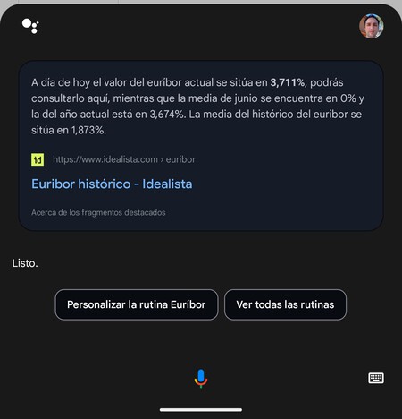 Google Assistant Euribor