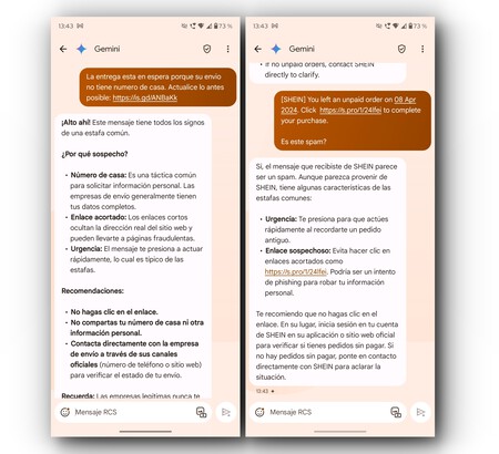 Gemini Mensajes Estafas