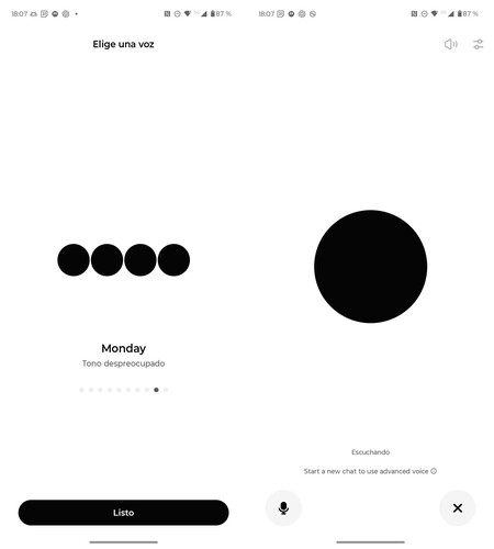 Voz de Monday. Solo para suscriptores de ChatGPT