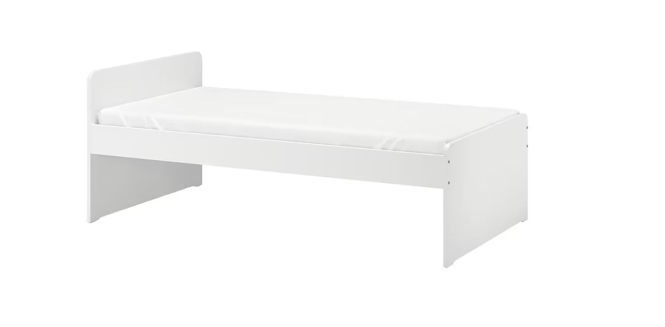 SLÄKT. Estructura de cama con somier, blanco, 90x200 cm.