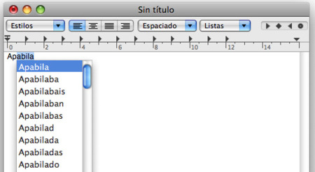 Usa el autocompletado de palabras en Mac OS X