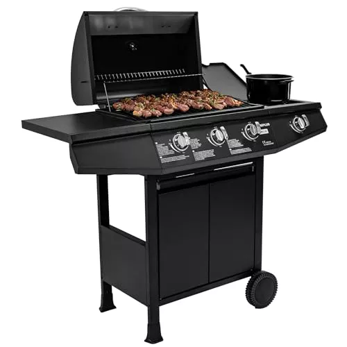 Amig - Barbacoa de gas Fireplus 3+1 de 8,4 kW - Acero inoxidable Negro