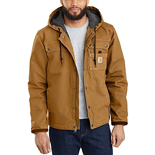 Carhartt, Hombre, Chaqueta Utilitaria En Lona De Algodón Con Efecto Desgastado, Forro De Peluche, Ajuste Ligeramente Holgado, Marrón Carhartt®, M