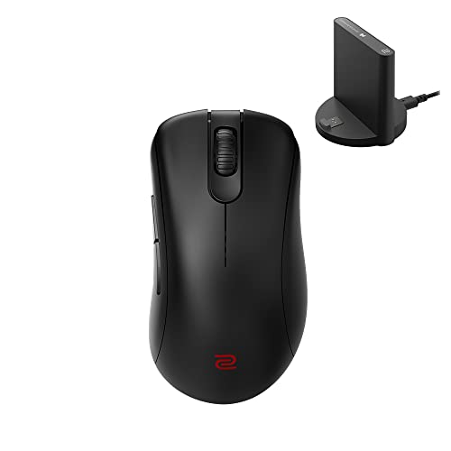 BenQ Zowie EC3-CW Ratón ergonómico inalámbrico para Juegos/e-Sports | Receptor Mejorado | Rueda de 24 Pasos | Sin Controlador | Revestimiento Negro Mate | Tamaño pequeño