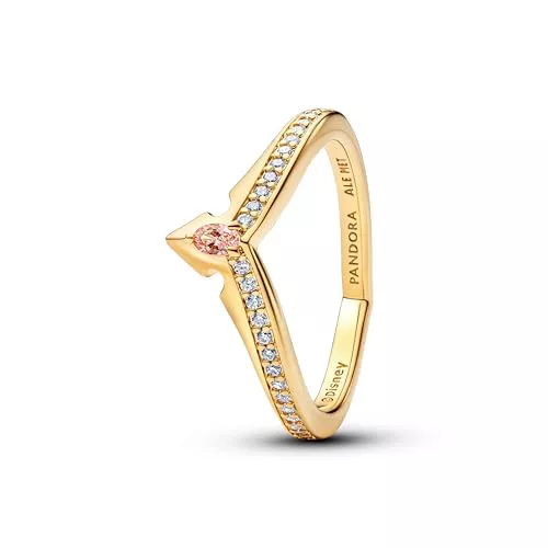Pandora Anillo para Mujer, diseño de Princesa Disney, Aurora, Tiara Dorado, 164334C01, 54/17,2, Plata esterlina, Circonia cúbica