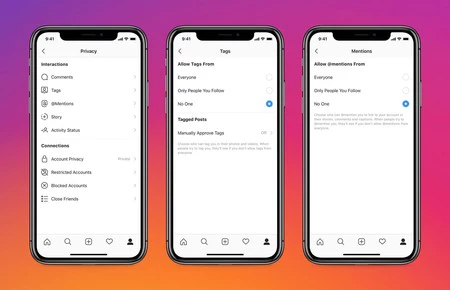 Instagramのコメントを一括削除してタグをメンションできる人を制御する