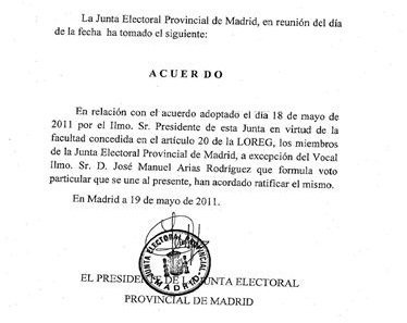 La Junta Electoral Provincial (no la Central) desautoriza la concentración de ayer en Sol