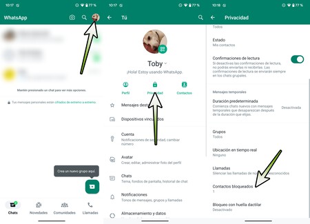 Contactos Bloqueados Watsapp Android