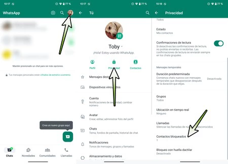 ブロックされた連絡先 WhatsApp Android