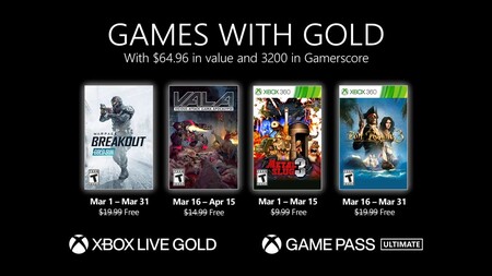 Warface: Breakout y Metal Slug 3 entre los juegos de Games with Gold de marzo de 2021