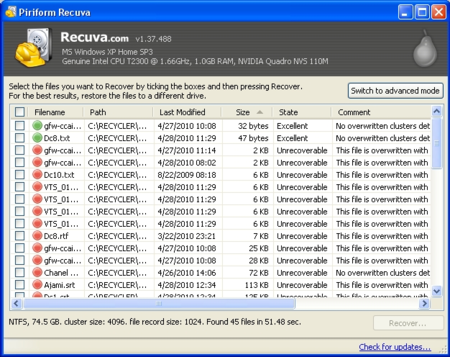 Recuva Software Recover Deleted Files