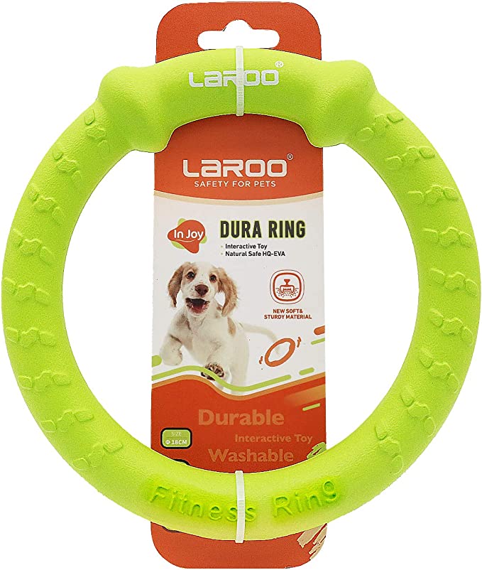 LaRoo Juguete Frisbee para Perros, Caucho Natural Disco de Lanzamiento Duradero para Perros Fuertes para Perros Pequeños Medianos Grandes y Deporte Juegos al Aire Libre (Pequeña-18cm, Verde)