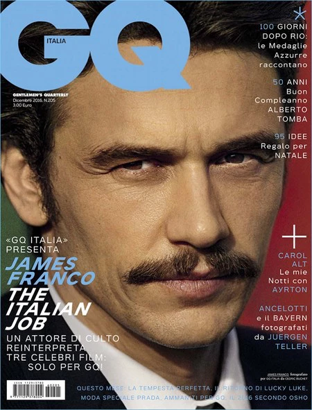 James Franco cierra el año con un primer plano en la portada de diciembre de GQ Italia