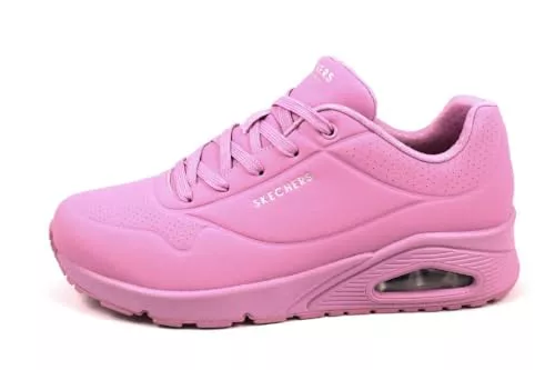 Skechers Uno, Zapatillas Mujer, Pink Durabuck Mesh, 38 EU