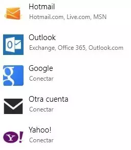 Agregar otras cuentas en Correo de Windows 8