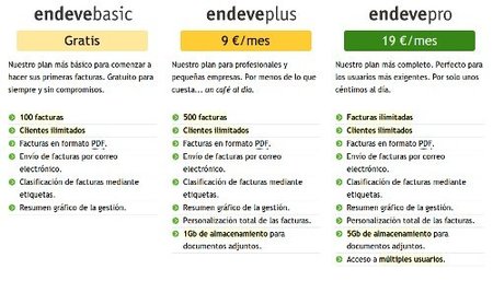 Planes de precio Endeve