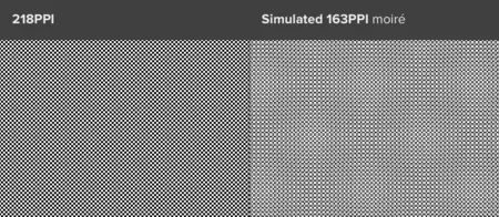 モアレ効果は、直線または曲線に関係なく、2 つのグリッドの線が特定の角度で重なったときに形成される干渉パターンです。コンピュータのインターフェースや画像に共通するもの。