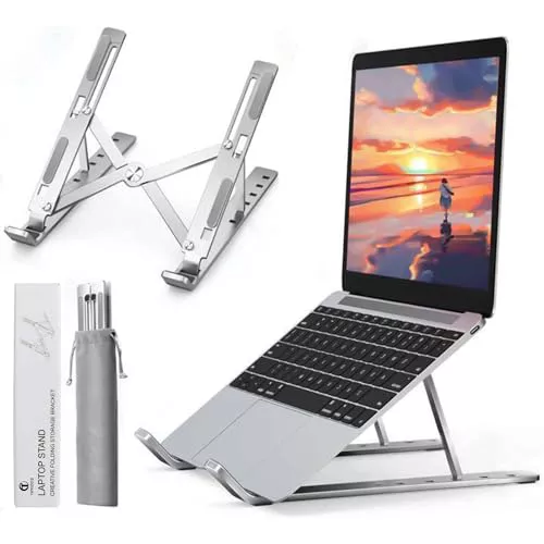 AiTodos® Soporte para Computadora Portatil, Aleación de Aluminio, Antideslizante, Soporte Portátil Plegable, Ventilación y Disipación de Calor, Ajuste de 6 Engranajes.