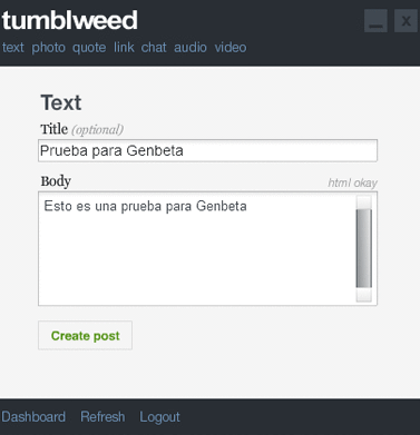 Tumblweed, cliente para Tumblr en tu escritorio basado en Adobe AIR