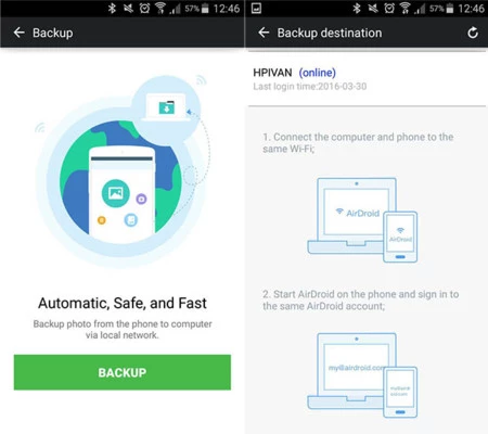 エアドロイドのオプション