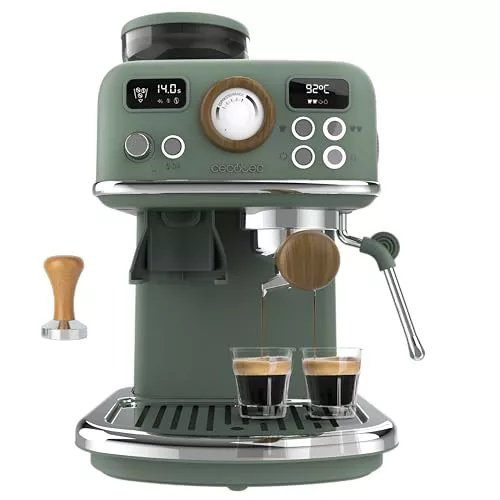 Cecotec Cafetera Express Manual Power Espresso 20 Tradizionale Grind. 1500W, Molinillo 20 Niveles, 20 Bares, PID, Thermoblock, Steamer, Cold Brew, Café Recién Molido con Crema Perfecta
