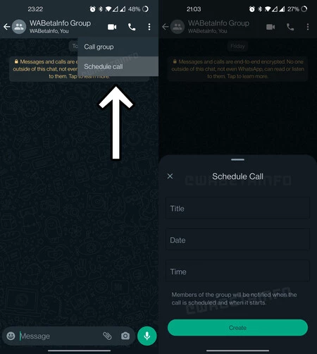 電話の計画を立てています。 WaBetaInfoのスクリーンショット